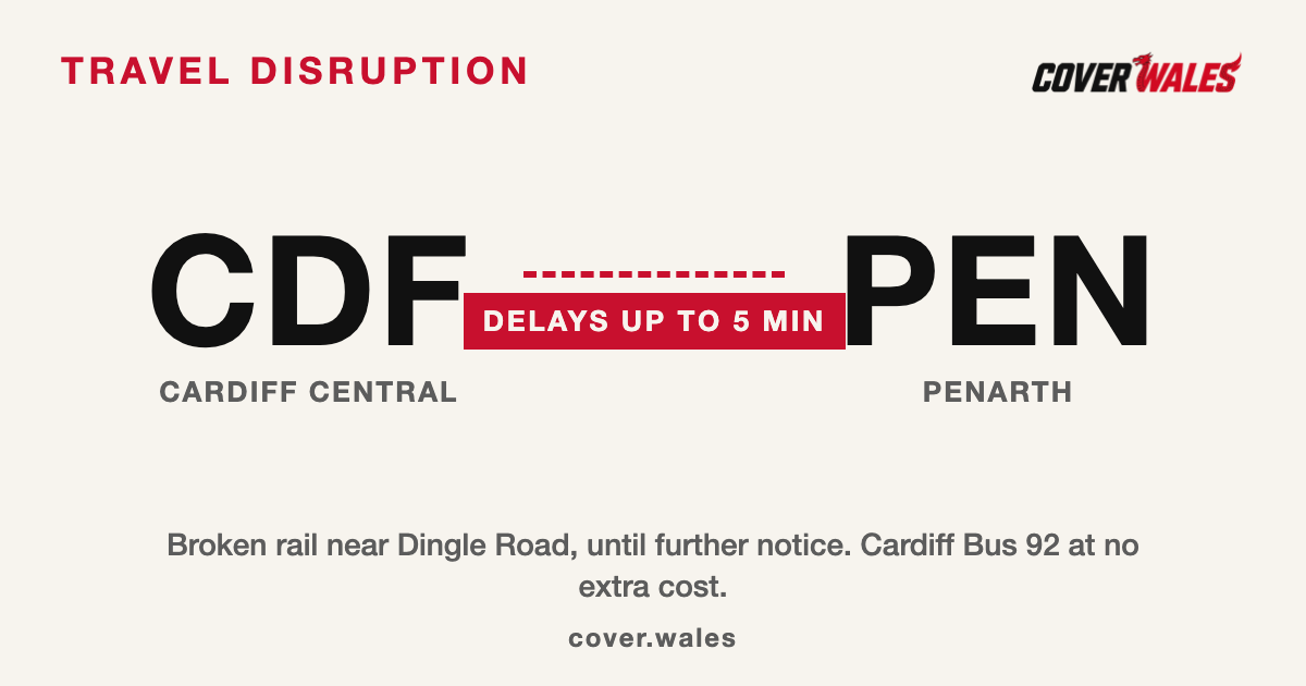 Broken rail between Cardiff Central and Penarth