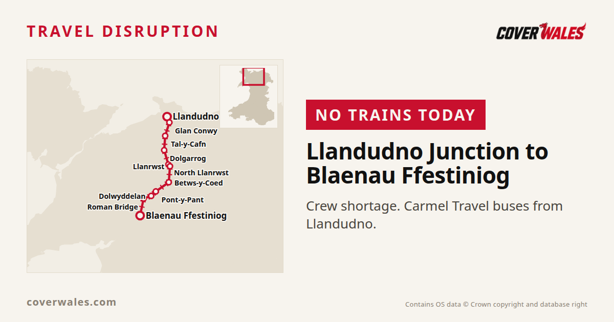 No trains on the Conwy Valley line between Llandudno Junction and Blaenau Ffestiniog