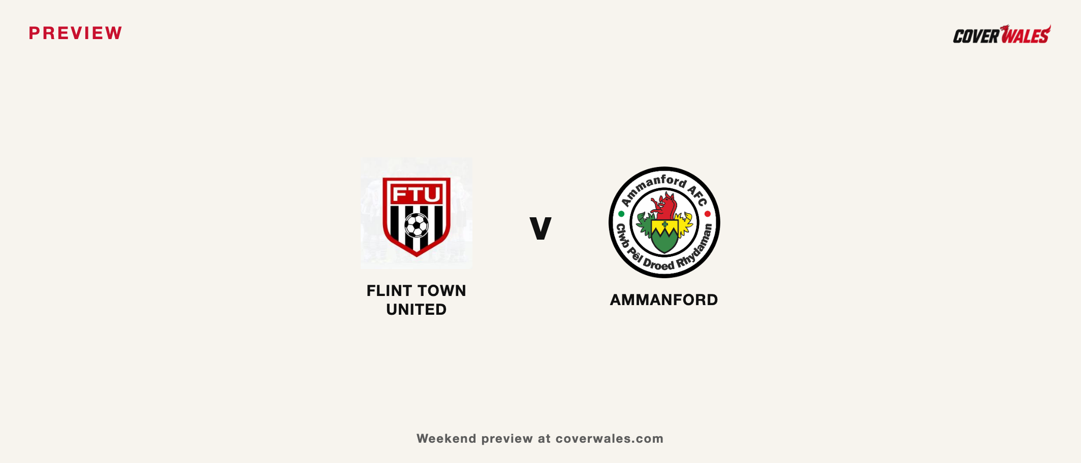Preview graphic: Flint Town United v Ammanford, with the verified club crests.