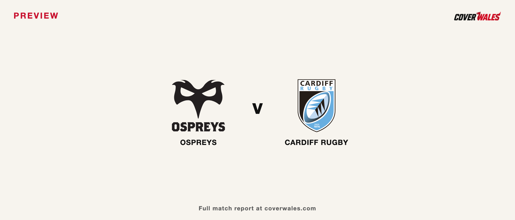 Cover preview card showing the Ospreys and Cardiff Rugby crests side by side.