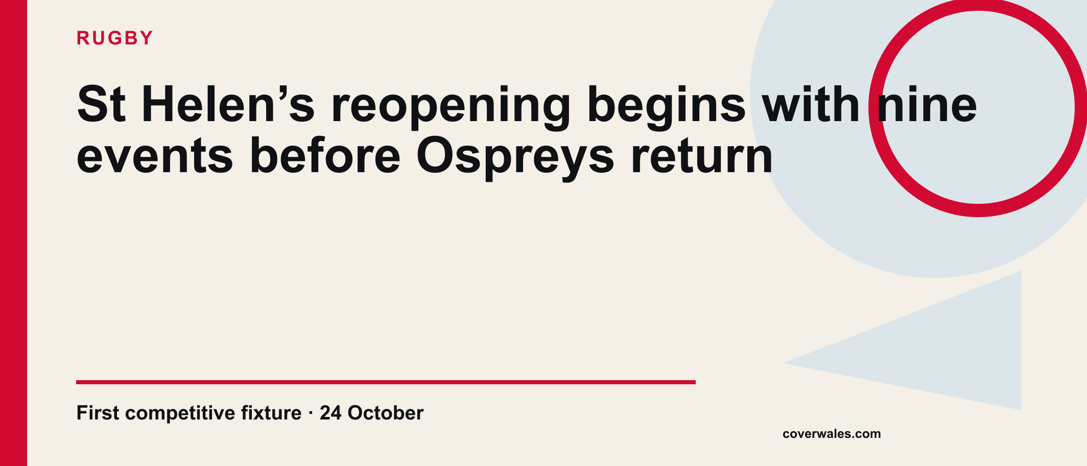 Cover Wales illustration marking the October return of rugby to St Helen’s.