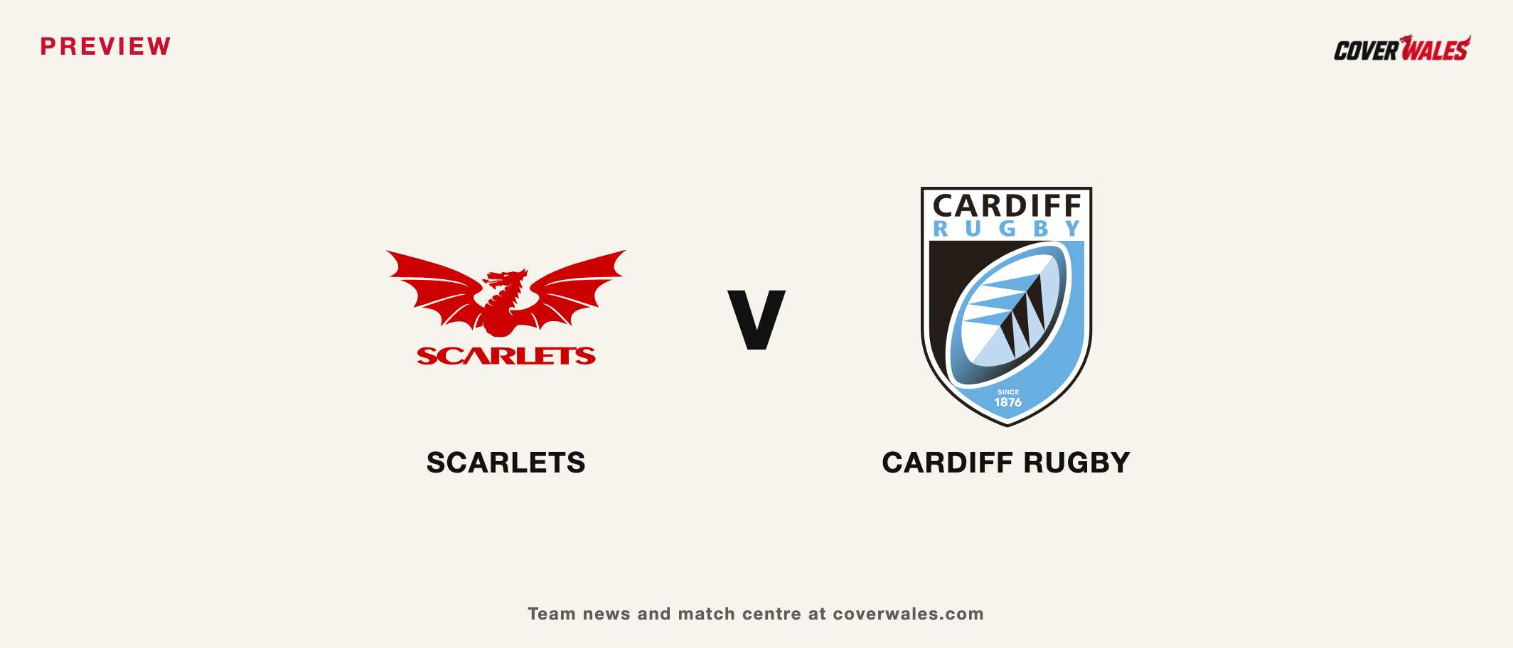 Cover preview card: verified Scarlets and Cardiff Rugby crests, composed for the website.
