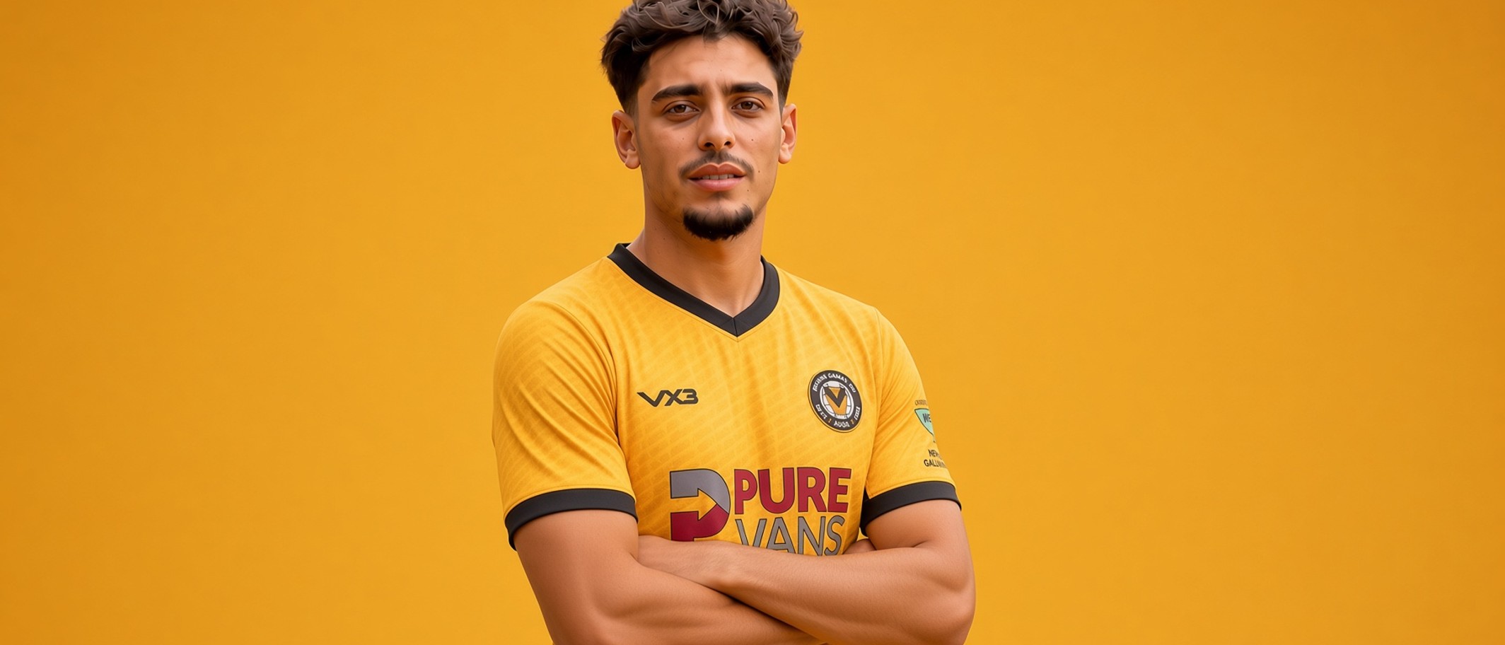 AI illustration of Matt Dibley-Dias in a Newport County shirt. Not a photograph