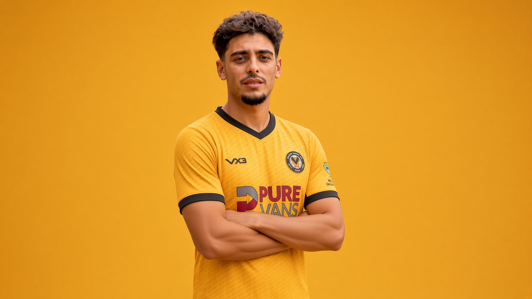 AI illustration of Matt Dibley-Dias in a Newport County shirt. Not a photograph