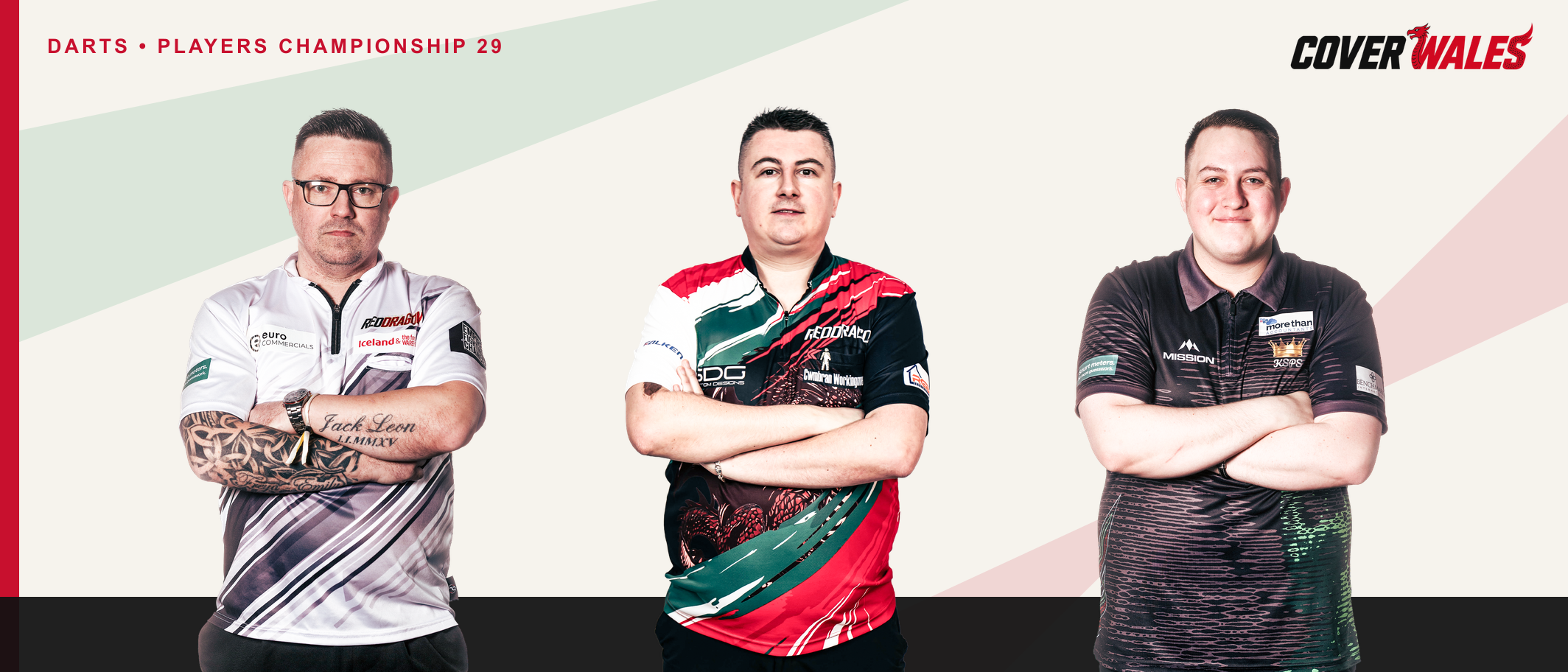 Cover Wales composition using the official PDC profile pictures of Rob Owen, Nick Kenny and Rhys Griffin