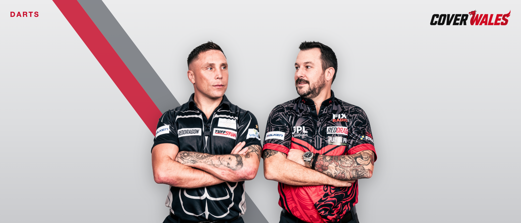 Cover picture of Gerwyn Price and Jonny Clayton, built from the PDC's official player profile images; archive artwork, not a photograph from Amsterdam