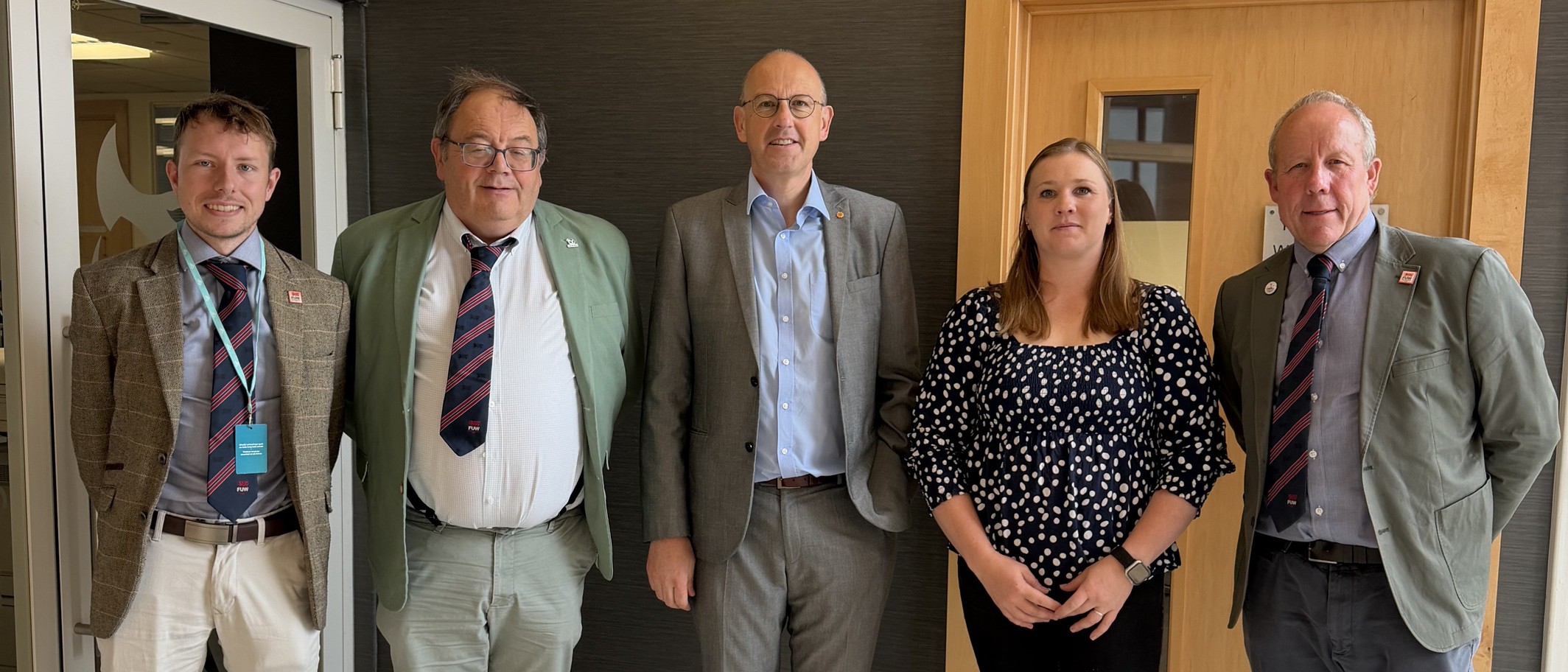 Farmers' Union of Wales representatives with Rural Resilience and Sustainability Minister Llyr Gruffydd. Photograph: Farmers' Union of Wales