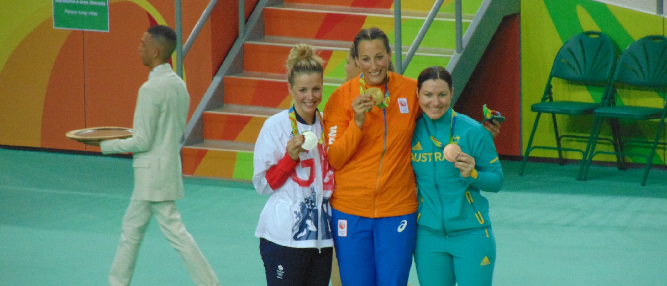 Becky North, then known as Becky James, with her Olympic keirin silver medal at Rio 2016 on 13 August 2016. Archive photograph. Sander van Ginkel / Wikimedia Commons, CC BY-SA 2.0; cropped.