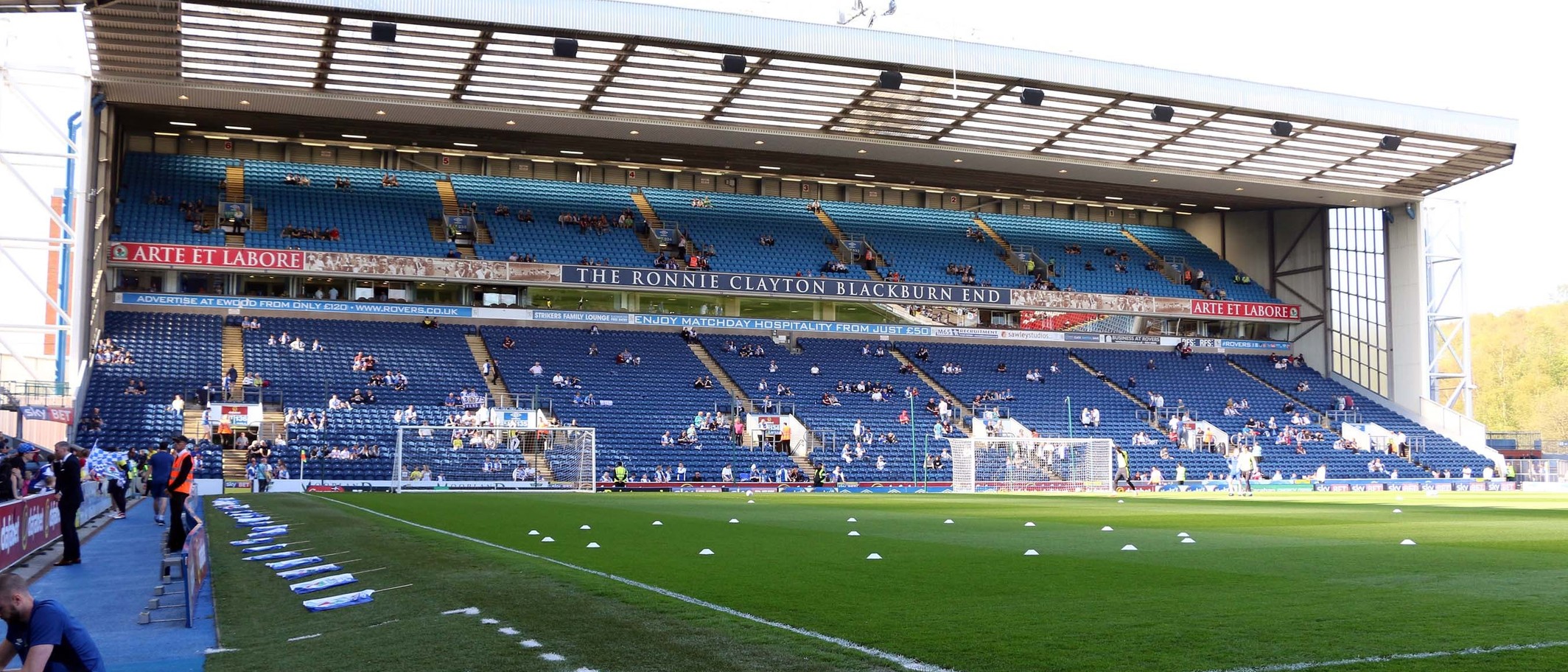 Archive photograph of Ewood Park’s Ronnie Clayton Blackburn End stand. Photo: Steve Daniels, CC BY-SA 2.0, via Geograph and Wikimedia Commons.