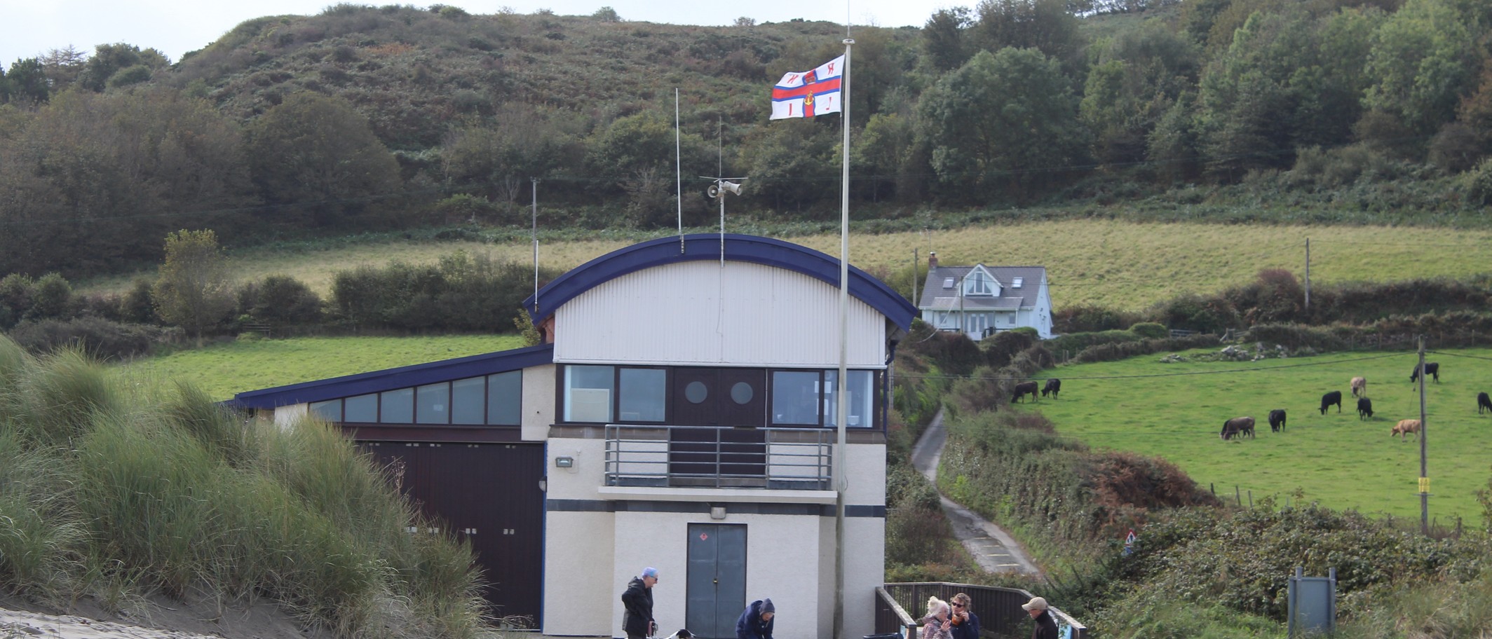 Cardigan lifeboat station at Poppit Sands, 28 September 2019. Archive station photograph, not the 9 October 2026 rescue. M J Roscoe / Geograph and Wikimedia Commons, CC BY-SA 2.0; cropped.