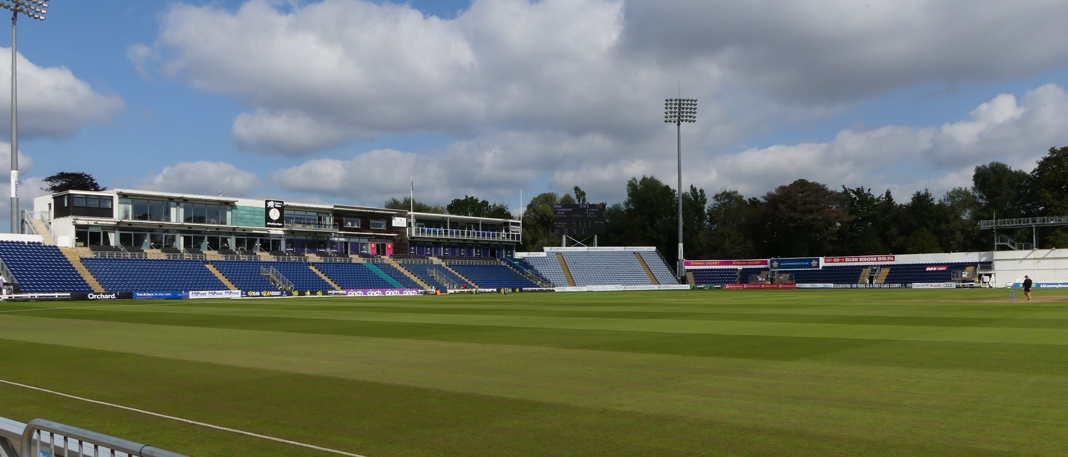 Sophia Gardens cricket ground after an early finish. Photo: Ruth Sharville, CC BY-SA 2.0, via Geograph (geograph.org.uk/photo/6976053) and Wikimedia Commons