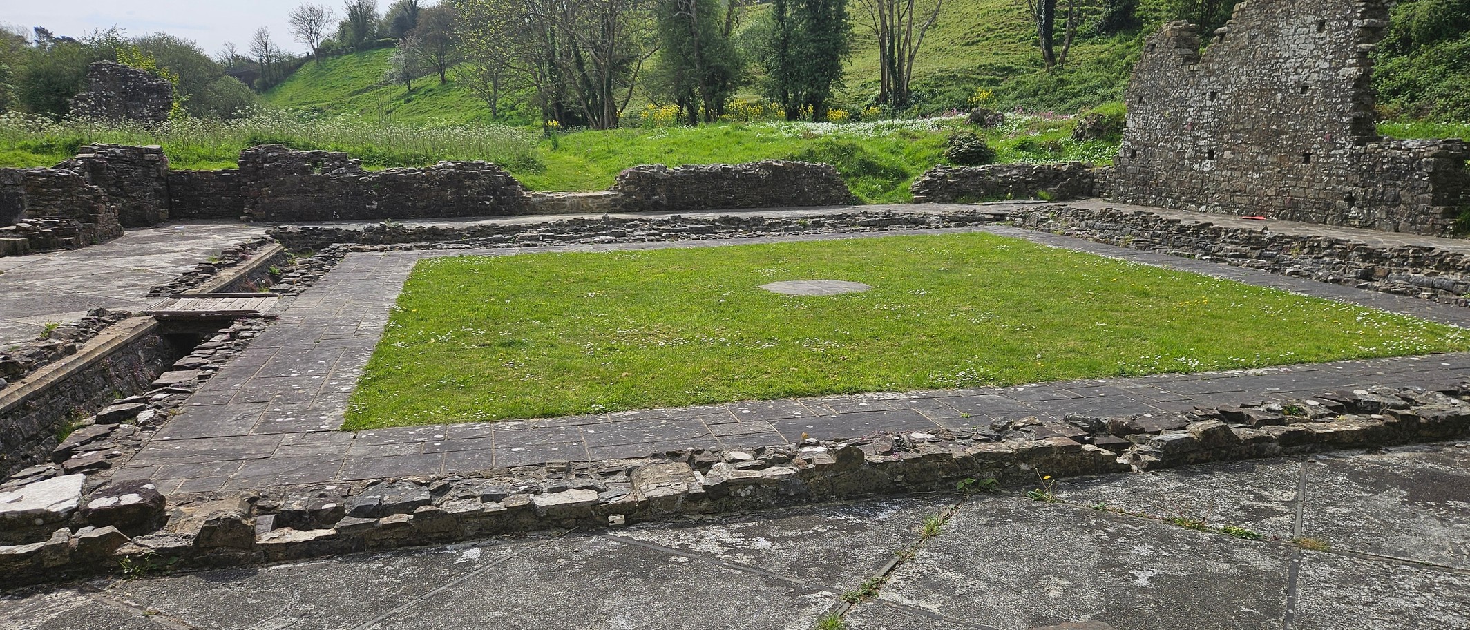 Haverfordwest Priory cloister, 26 April 2026, before the damage. Photo: WikiEditor451, CC0, via Wikimedia Commons