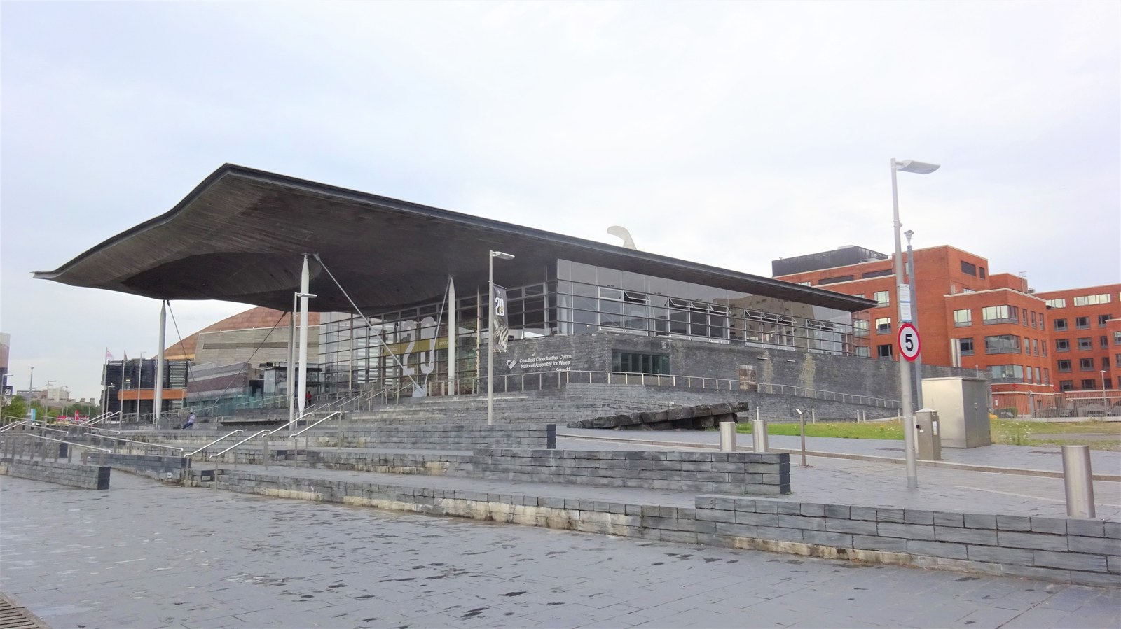 The Senedd in Cardiff Bay, viewed from the east