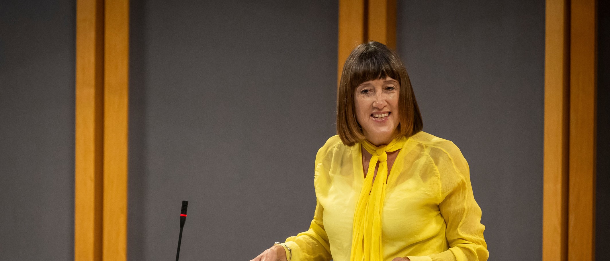 Archive: Jane Dodds speaking in the Senedd chamber on 6 August 2024, during the nomination of Eluned Morgan as First Minister. Not today’s resignation announcement. Senedd Cymru / Welsh Parliament, CC BY 2.0; cropped.