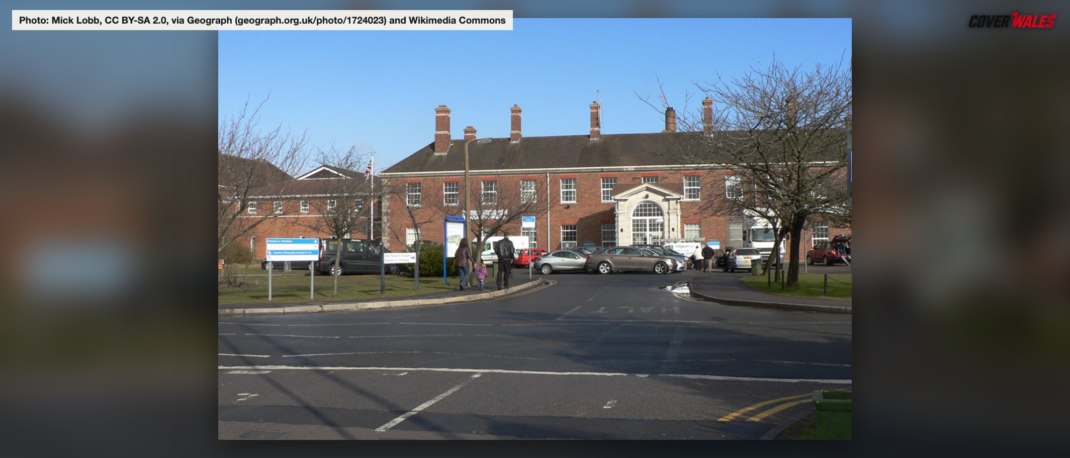 Llandough Hospital - Cardiff. Photo: Mick Lobb, CC BY-SA 2.0, via Geograph (geograph.org.uk/photo/1724023) and Wikimedia Commons