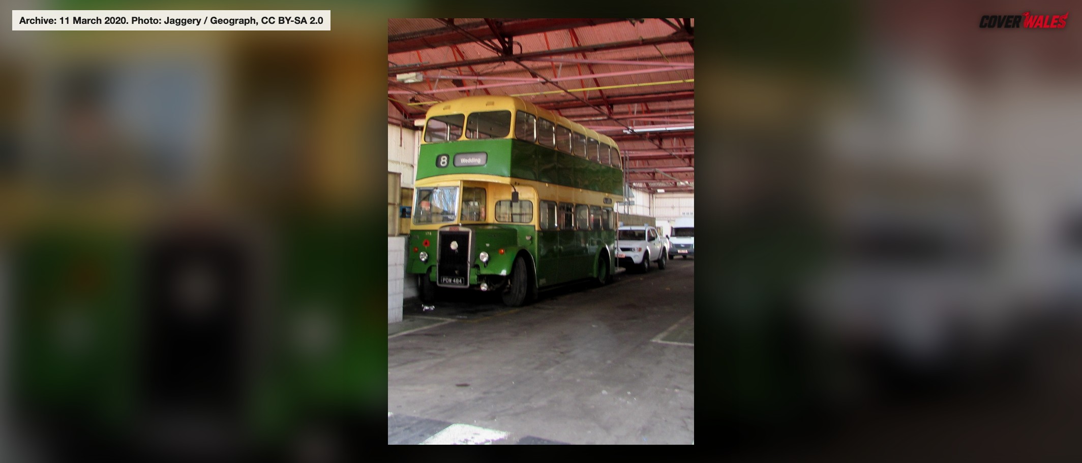 Archive photograph: a vintage bus inside Newport Transport depot, Corporation Road, Newport, 11 March 2020. Photo: Jaggery, CC BY-SA 2.0, via Geograph and Wikimedia Commons