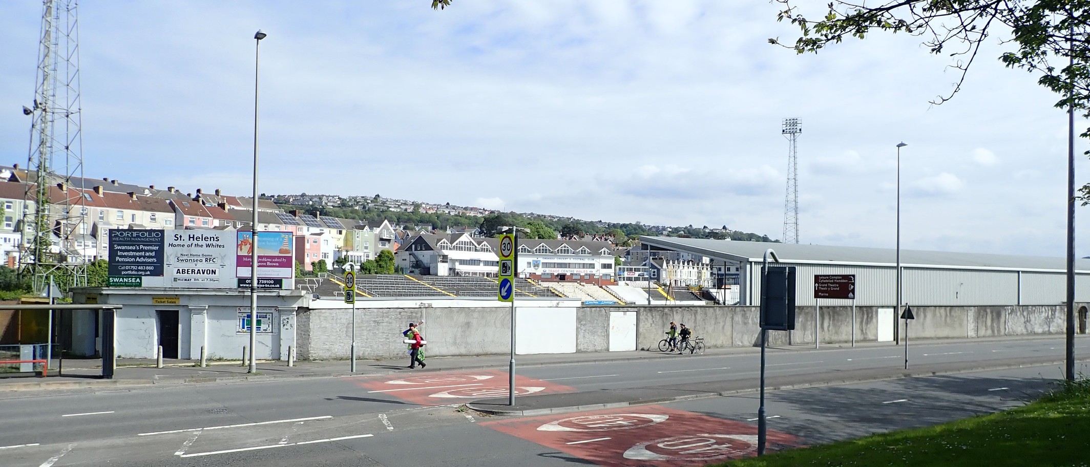Archive: St Helen’s rugby ground, Swansea, 7 May 2019, before the current redevelopment. Eirian Evans / Geograph and Wikimedia Commons, CC BY-SA 2.0. Not the ground’s present condition.