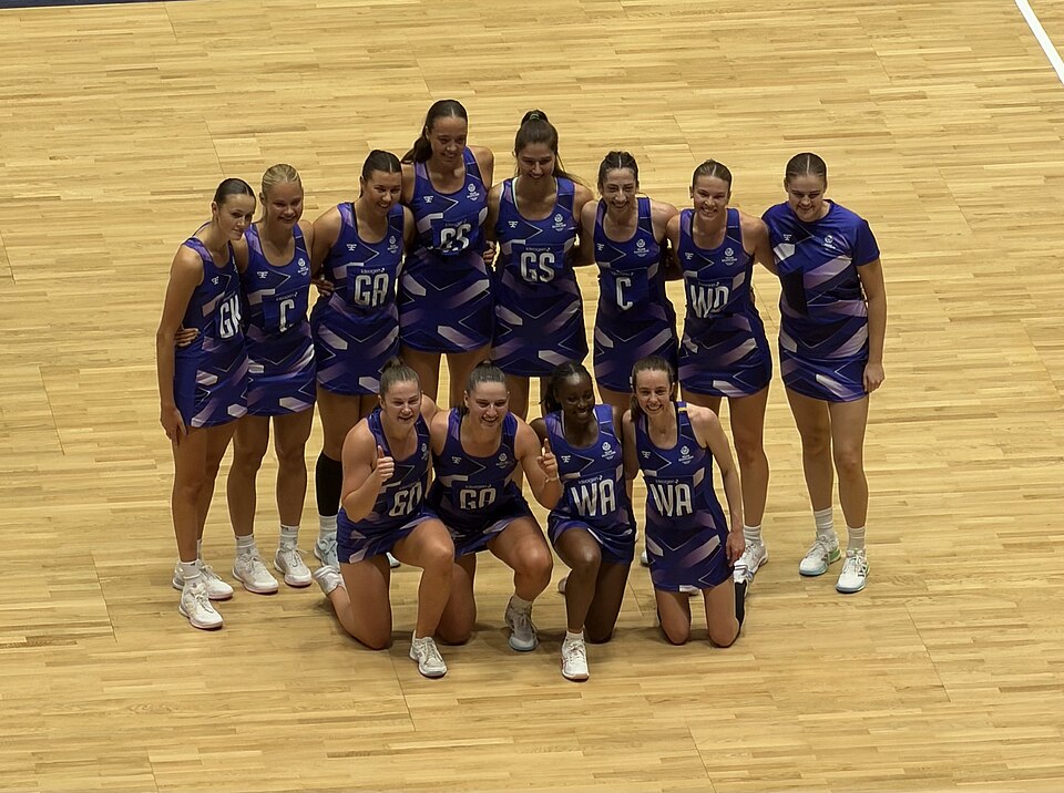 Scotland’s netball players pose on court after their match against Wales at the 2026 Commonwealth Games. Archive photo: Soodge, CC0.
