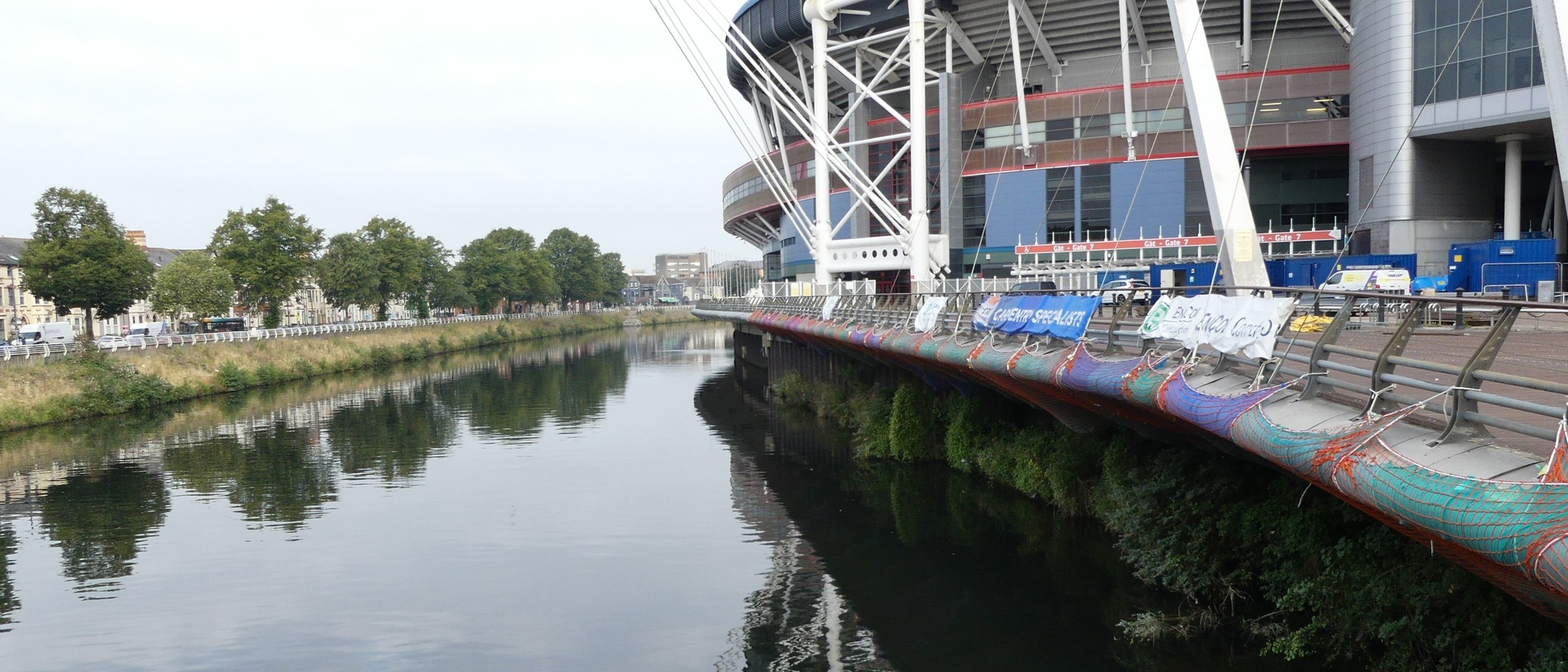The Principality (Millennium) Stadium and the River Taff, Cardiff. Photo: Ruth Sharville, CC BY-SA 2.0, via Geograph (geograph.org.uk/photo/6976045) and Wikimedia Commons
