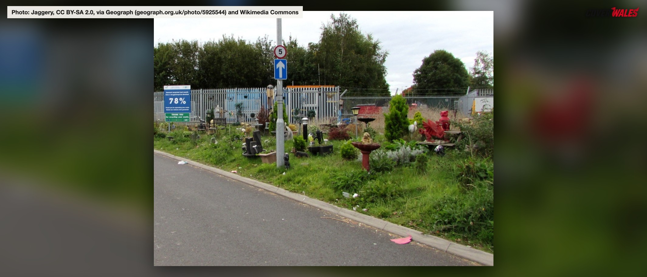Road through the Household Waste Recycling Centre, New Inn, Pontypool. Photo: Jaggery, CC BY-SA 2.0. Archive photograph.