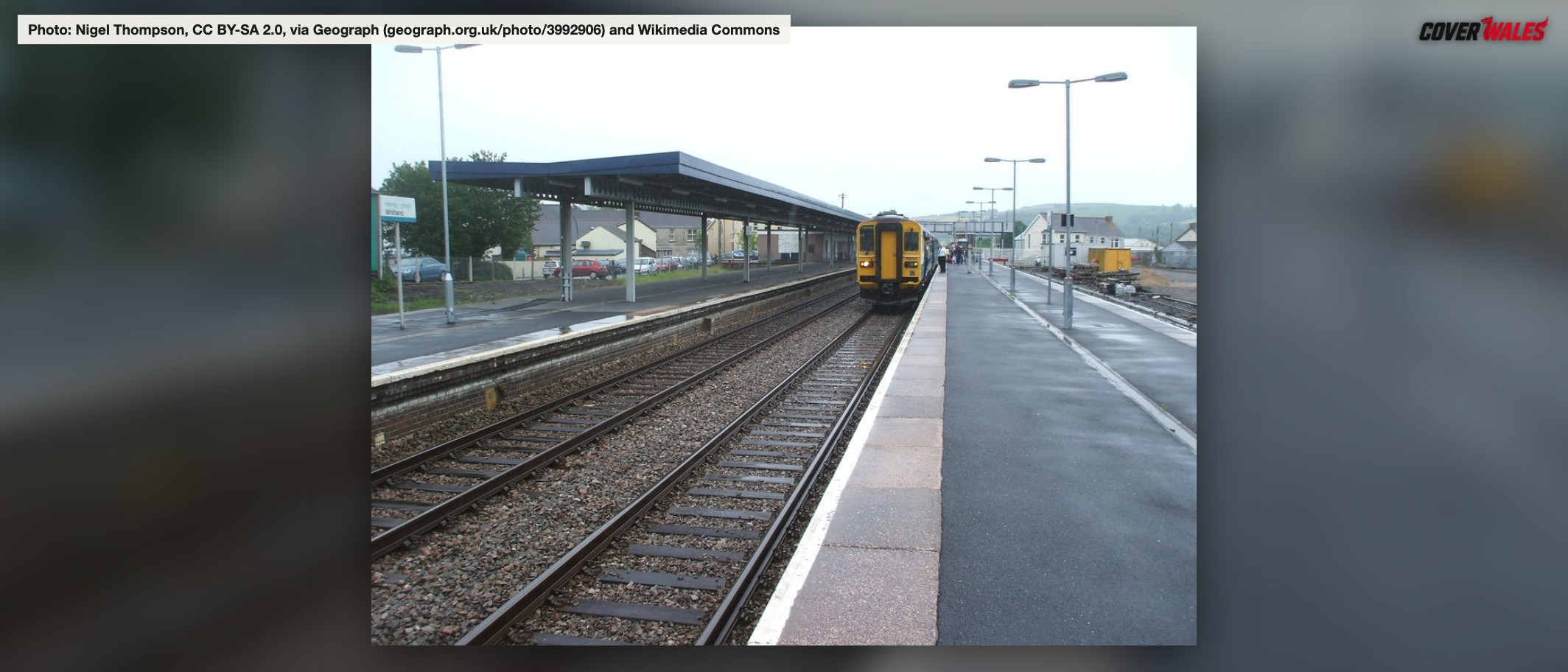 Archive: Whitland railway station on 6 June 2009. Nigel Thompson / Geograph and Wikimedia Commons, CC BY-SA 2.0; framed. Whitland is a listed monitoring location; the photograph does not show the new equipment.