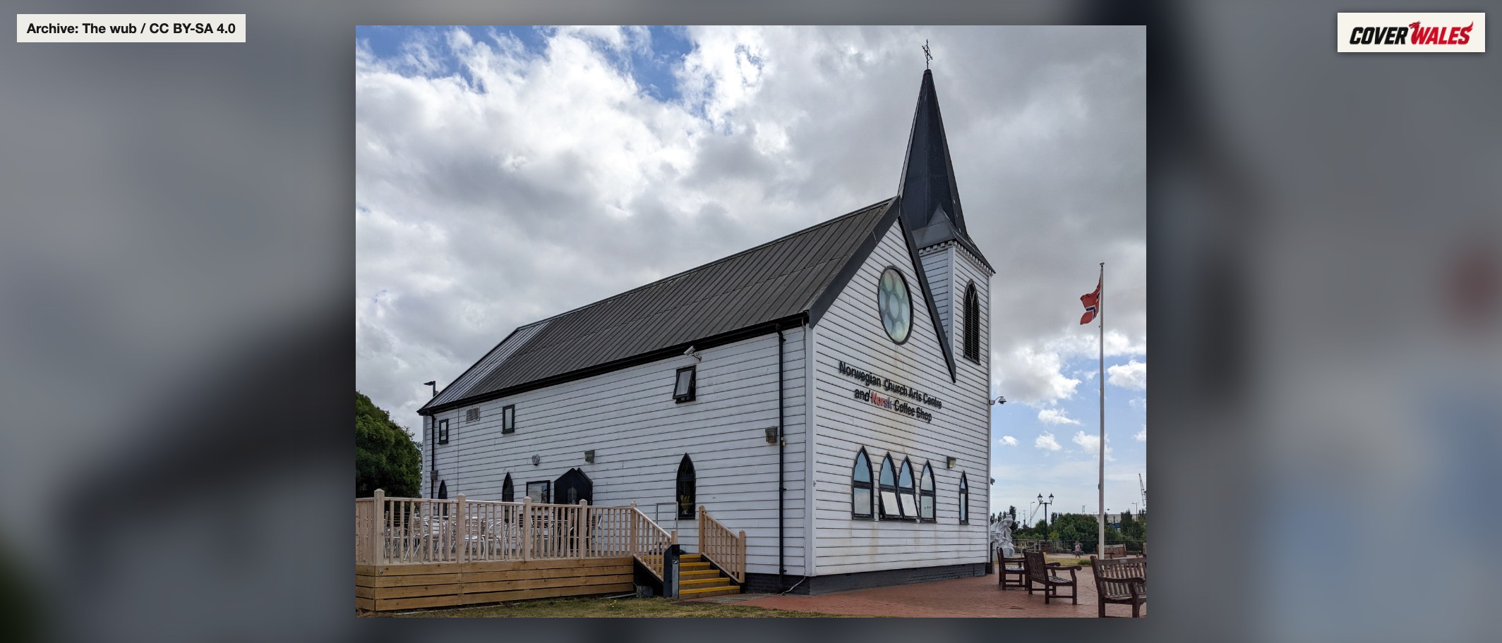 Archive: Norwegian Church, Cardiff Bay, where the minister spoke. The wub, CC BY-SA 4.0, via Wikimedia Commons; not a photograph of the event.