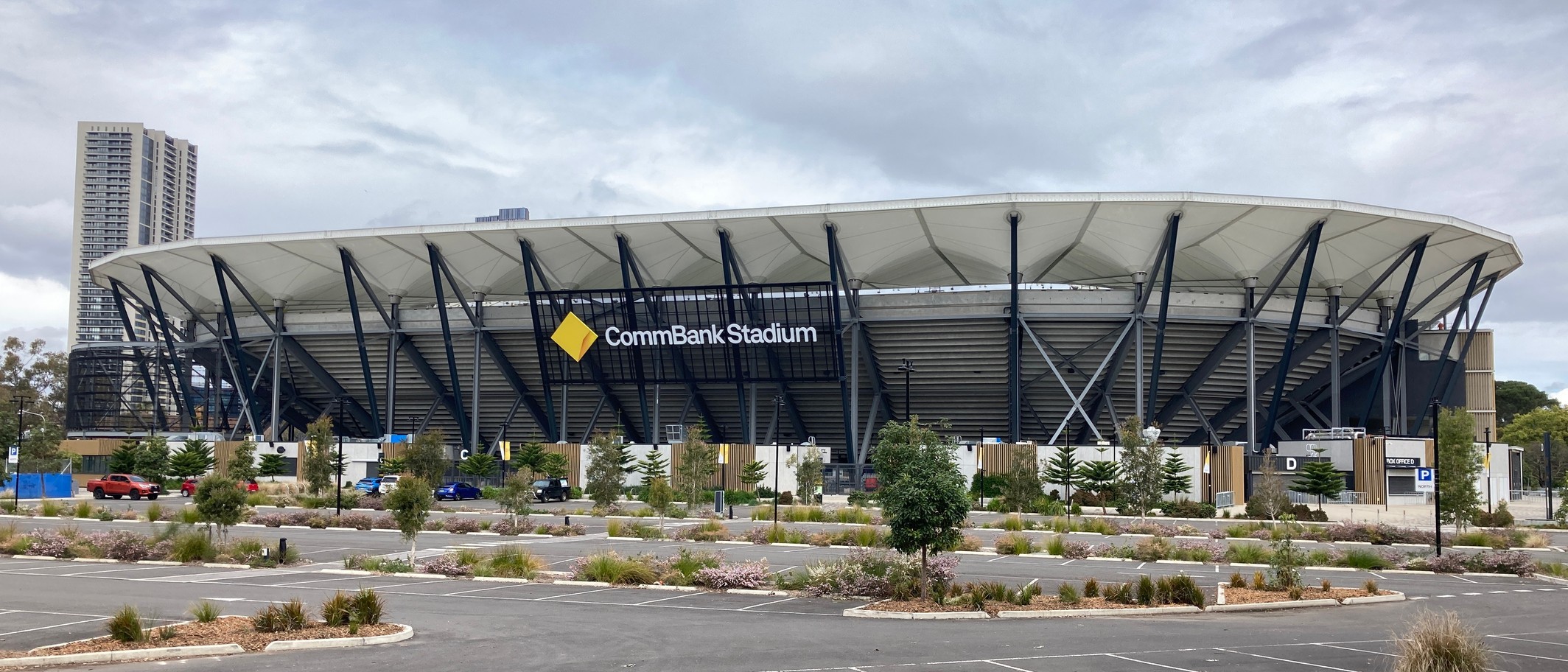 Archive: CommBank Stadium exterior in Parramatta, photographed on 26 August 2022. Photo: DraftSaturn15, CC0, via Wikimedia Commons.